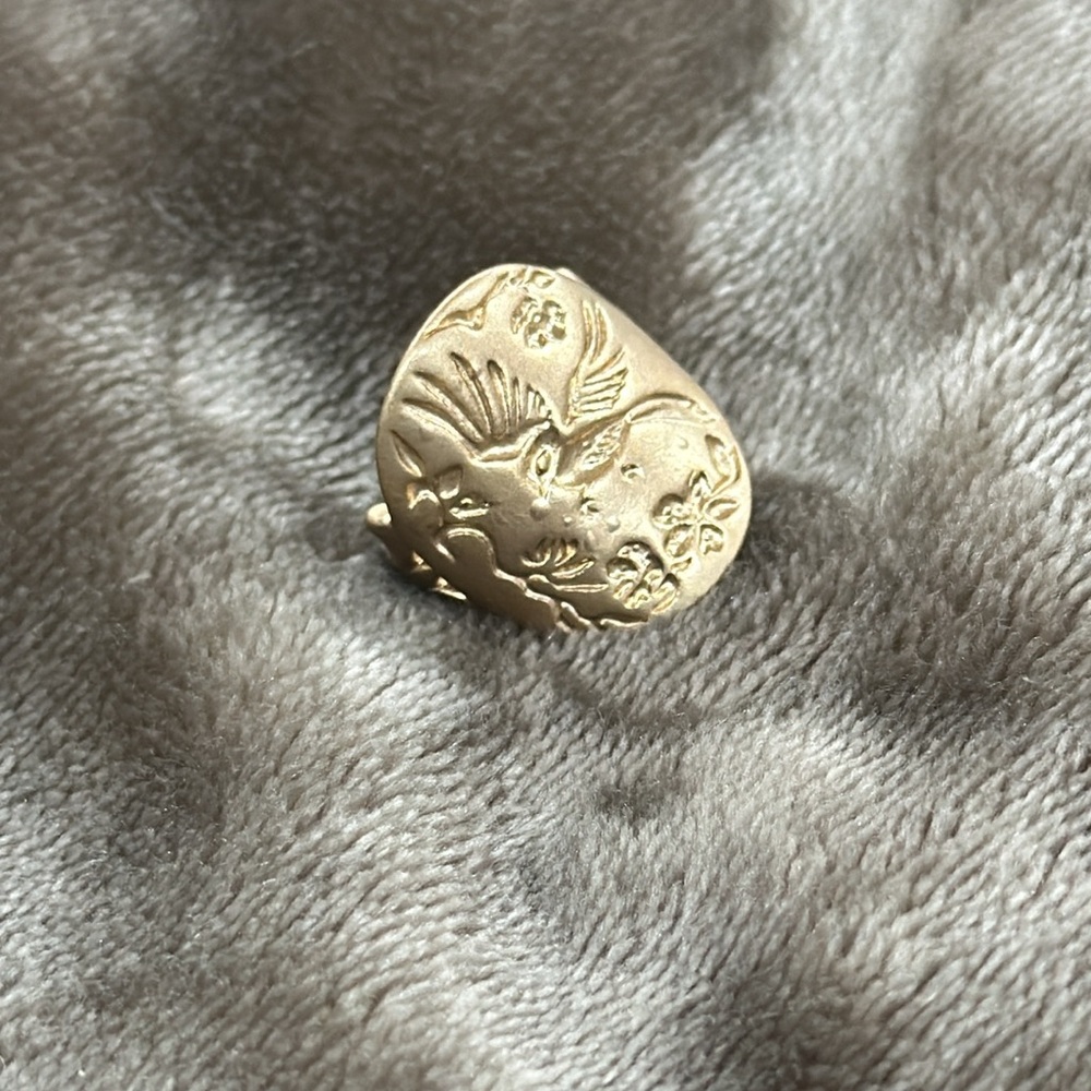 Vintage Golden Bird Flower Branch Engraving Rings For Men Women 6/ 10
